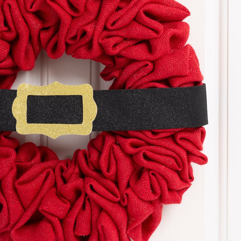 Glitzhome Christmas with Belt Fabric Wreath Front Door Hanging Welcome Decoration