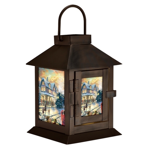 6” Brown Christmas Village Design Battery Operated LED Lantern - N/A