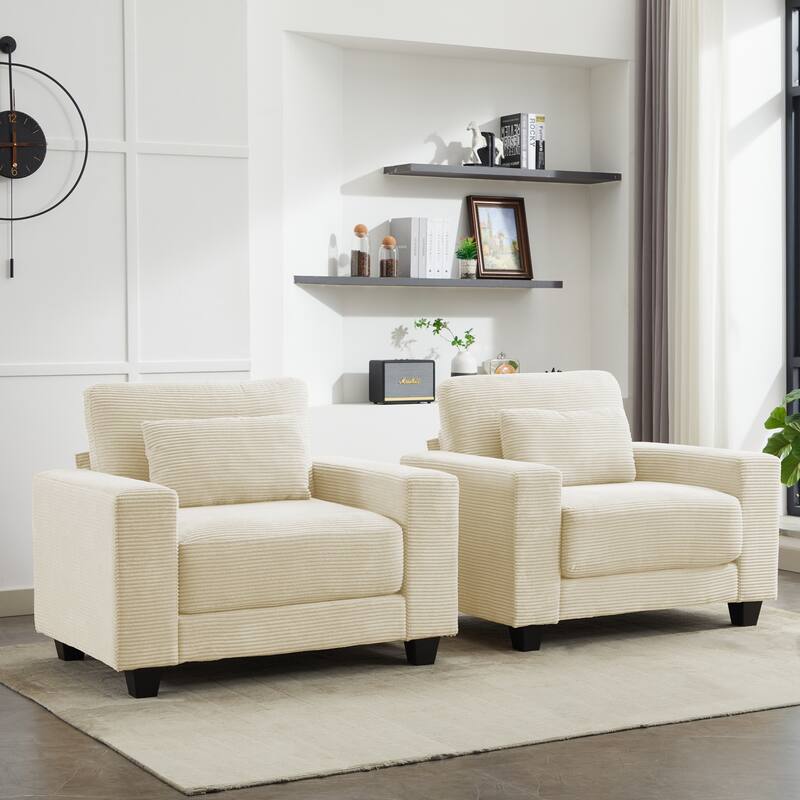 Corduroy Widened Single Sofa Chair, A Extra Lumbar Pillow