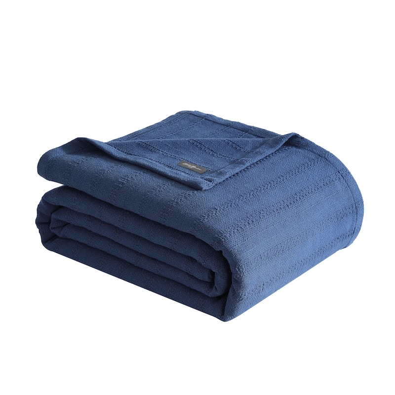 Eddie Bauer Variegated Weave Stripe Cotton Reversible Blanket