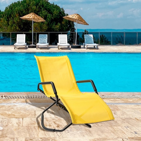 Outdoor Patio Folding Reclining Single Chaise