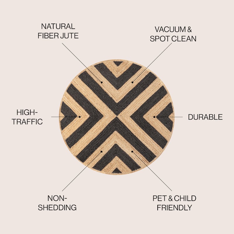 JONATHAN Y Petal Two-Tone Jute Hippy Circle Area Rug
