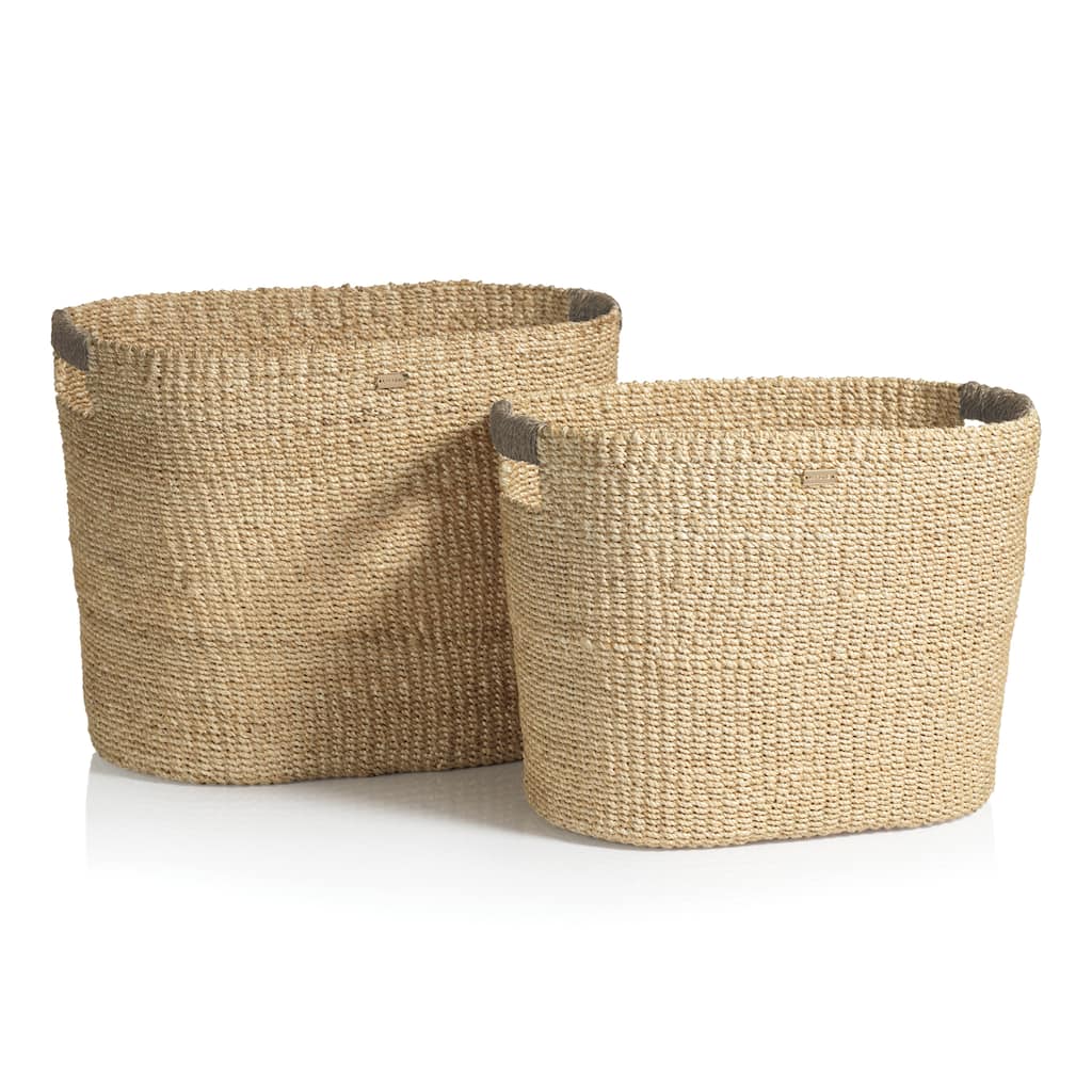 Lucena Oval Abaca Baskets, Set of 2