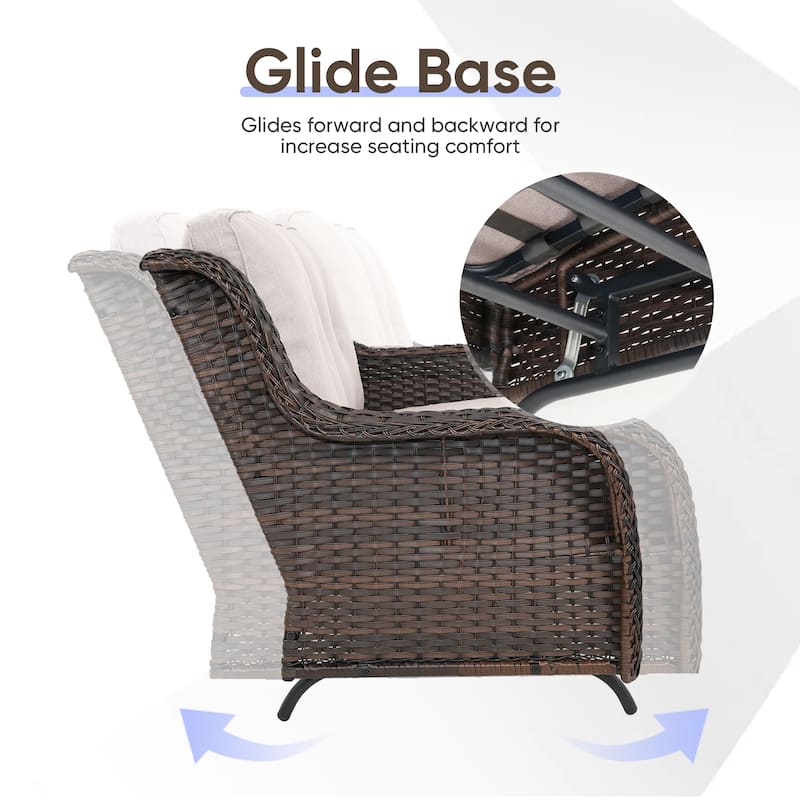 Gymojoy 2 Seat Stylish Patio Loveseat Glider Sofa with Water-Resistant Olefin Cushions