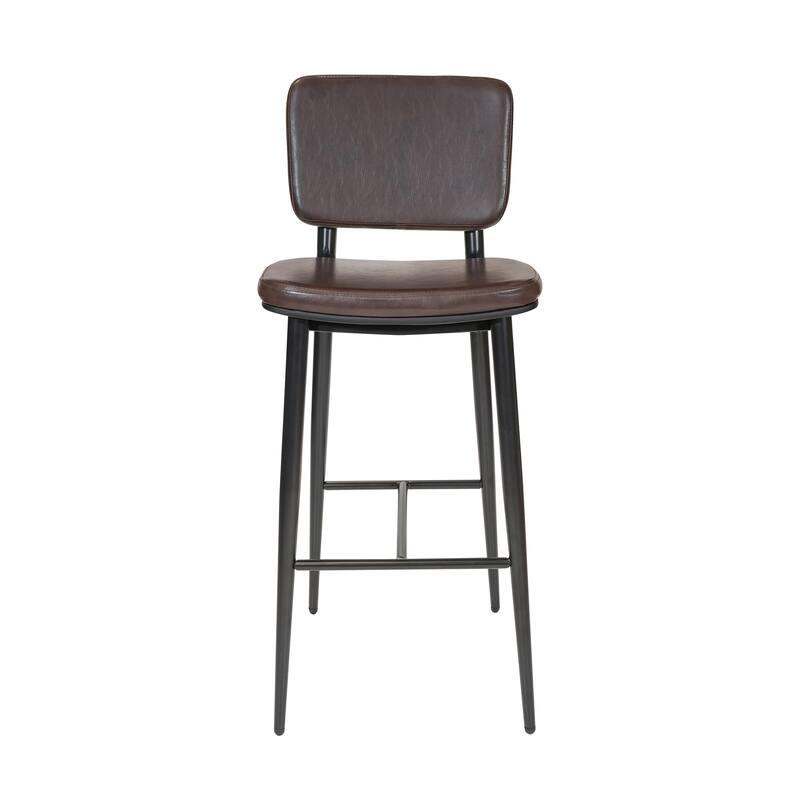 Porthos Home Mori Bar Stools Set of 2, PU Leather, Steel Legs