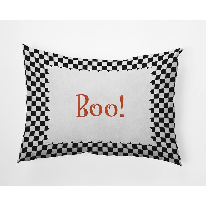 Halloween Boo Checks Accent Pillow - Black - 14" x 20"