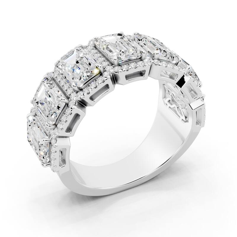 Auriya 14k Gold 5 1/3ctw Emerald Lab Grown Diamond Anniversary Ring (E-F VS)