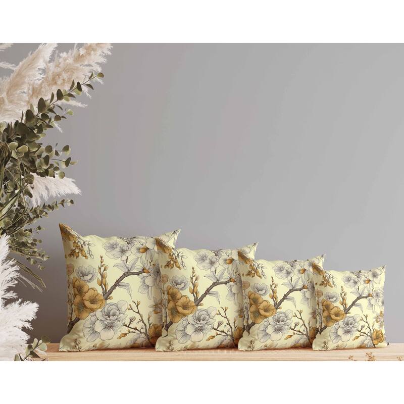 Petal Poetry Faux Suede Reversible Throw Pillow Yellow and Orange