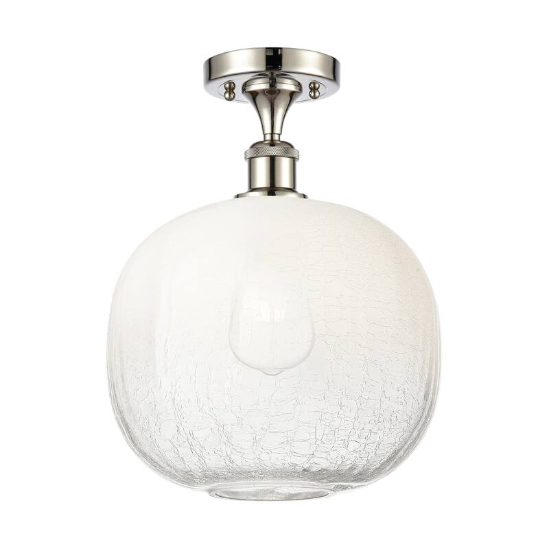 Innovations Lighting 516-1C-13-11 Brookhaven Sphere Semi-Flush - Polished Nickel / Opal