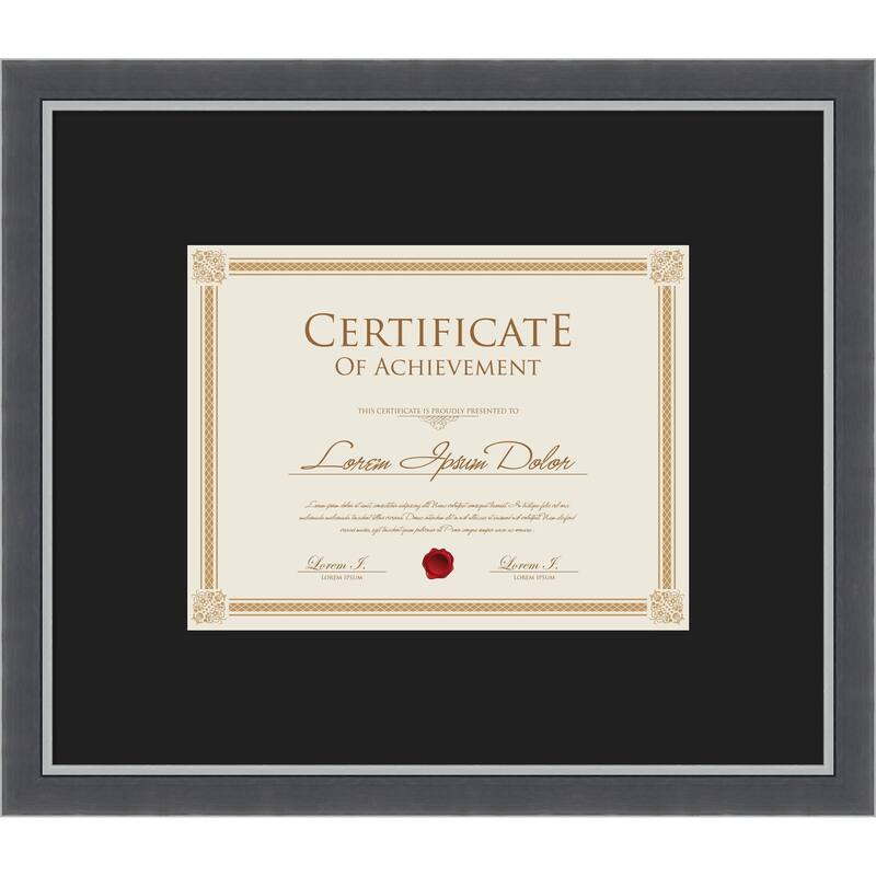 Eva Black Silver Thin Framed Picture Frame, Photo Frame - 17x14.5 Matted Black 11x9