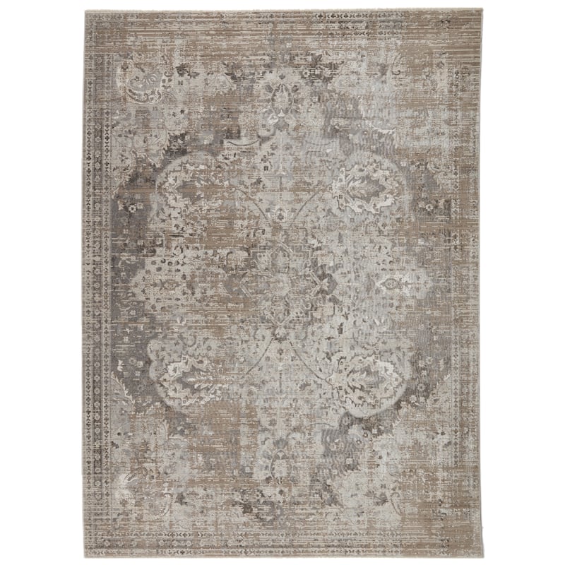 Ginevra Medallion Gray/ Ivory Area Rug - 5'3" x 7'6" - Rectangle