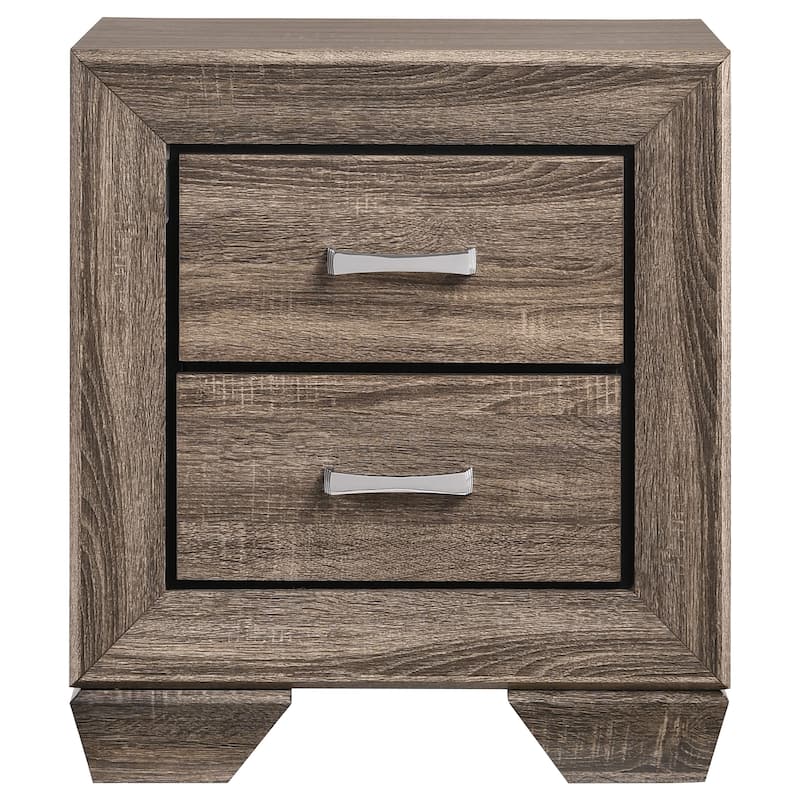Washed Taupe 2-Drawer Rectangular Nightstand