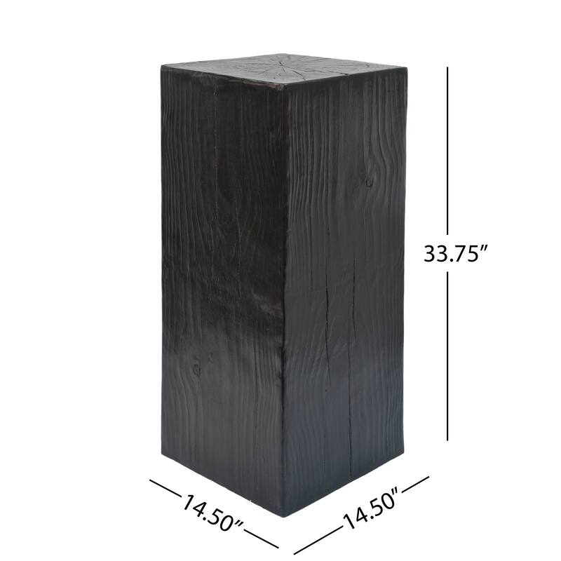 Distressed Wood-Effect End Table • Square Column Design in Multi-Height Set • Weather-Resistant for Indoor & Outdoor Decor