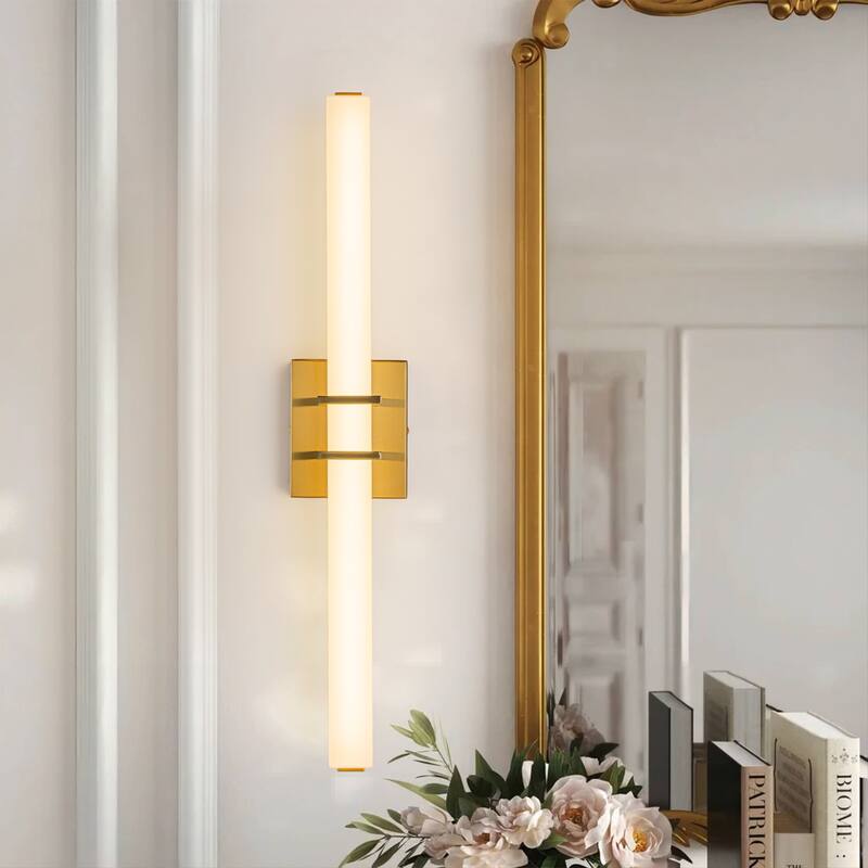 Mid-Century Modern LED Wall Sconce Bathroom Vanity Light with 3-CCT Selectable Light - Gold