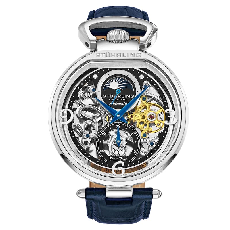 Modena 3954 Dual Time Automatic 46mm Skeleton - Black