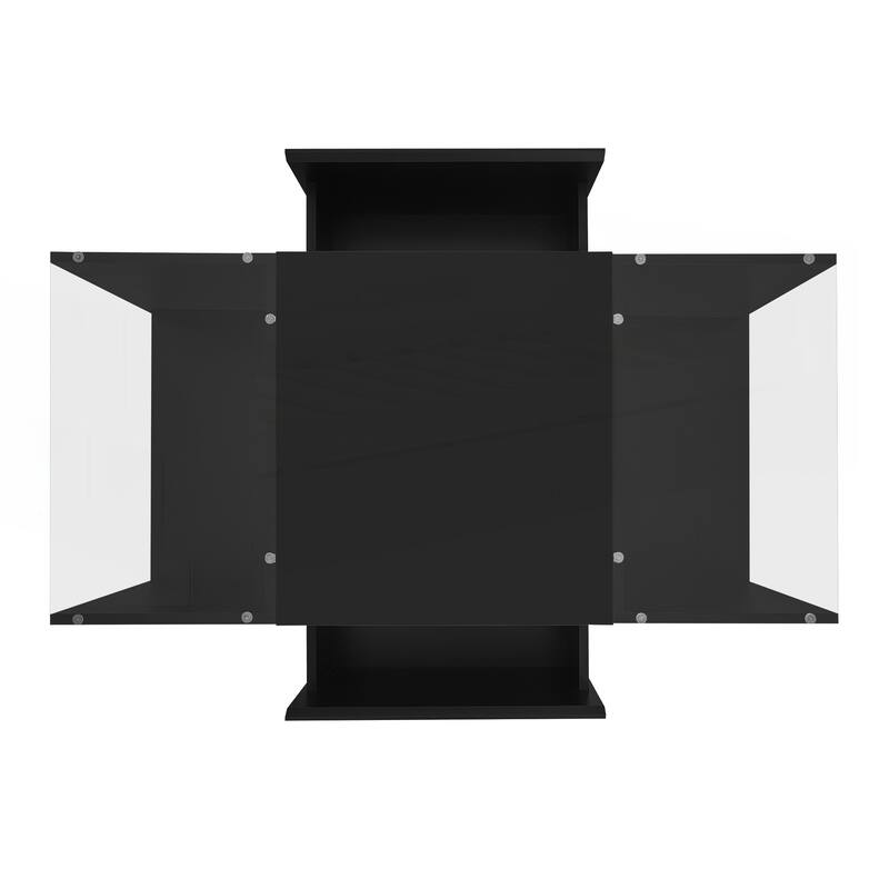 Modern Center Table with High-Gloss Finish and Glass Tabletop