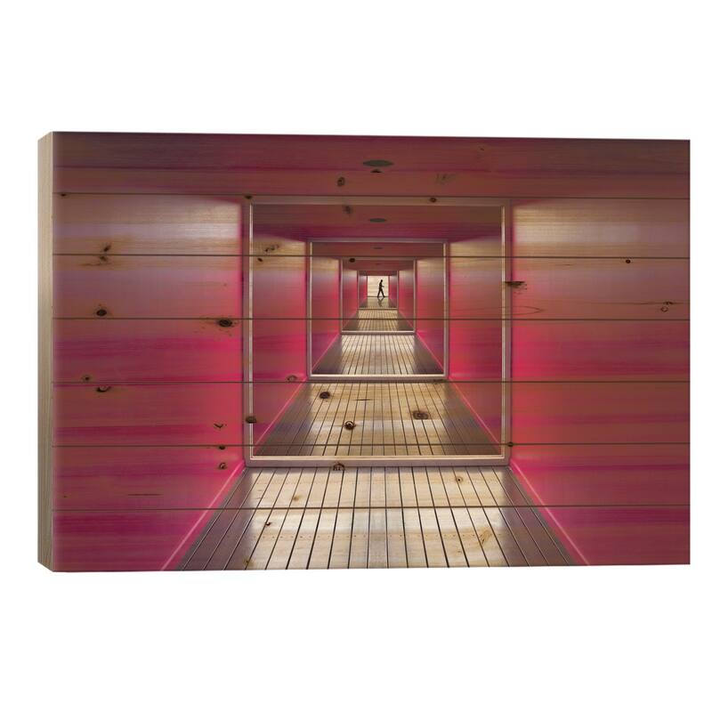 Exit Print On Wood by Jacqueline Hammer - Multi-Color - 18x26x1.5