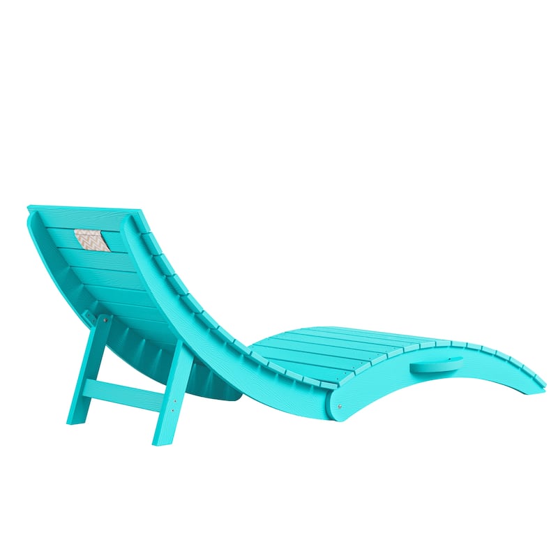 2-Piece Folding HDPS Plastic Outdoor Pool Chaise Lounges with Headrest Cushion