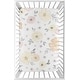 preview thumbnail 1 of 4, Yellow and Pink Watercolor Floral Baby Girl Fitted Mini Portable Crib Sheet - Blush Peach Grey Shabby Chic Rose Flower Farmhouse