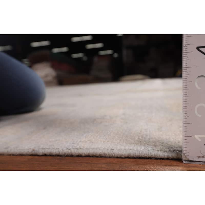 Blue Oushak Turkish Large Area Rug Hand-Knotted Wool Carpet - 12'1"x 14'9"