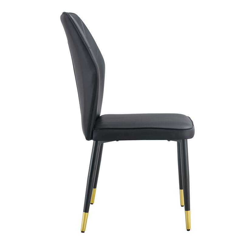 Roomfitters PU Dining Chairs with Patterned Backrest and Black Metal Legs, Upholstered Modern Set of 8 for Dining