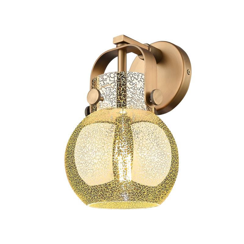 Innovations Lighting 423-1W-10-7 Pilaster II Sphere Sconce Pilaster II - Brushed Brass / Mercury