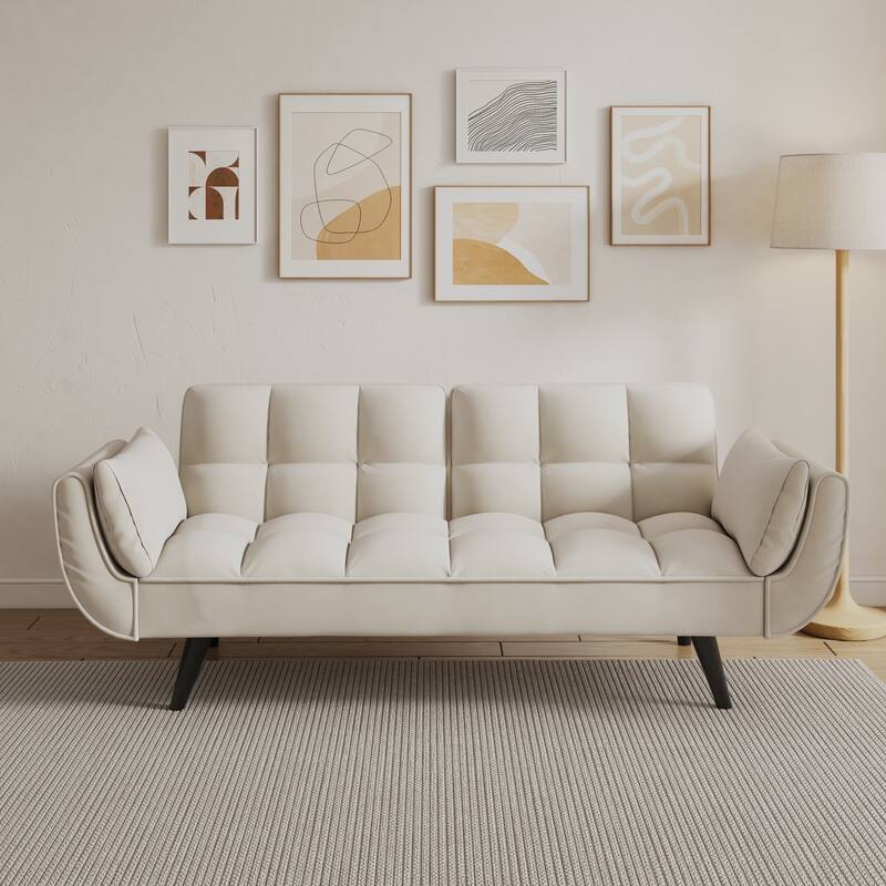 Modern Sleeper Sofa with Two Throw Pillows