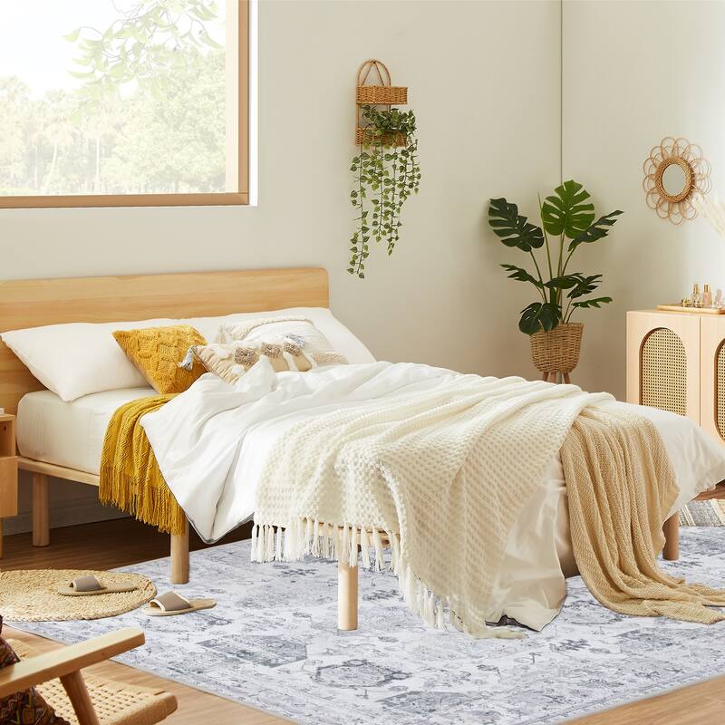 Washable Non-Slip Area Rug,Stain Resistant Low-Pile Carpet,5X7 - 5' x 7'