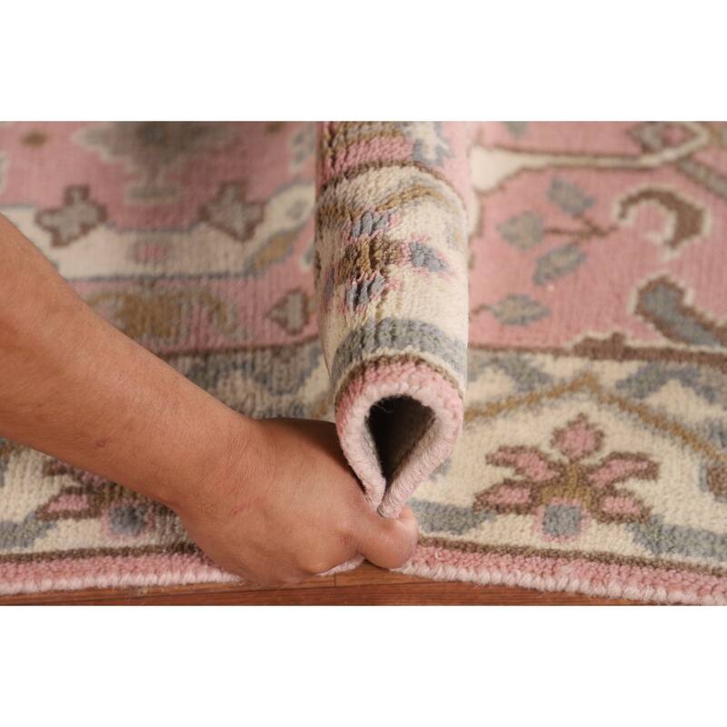 Light Pink Oushak Oriental Runner Rug Handmade Wool Carpet - 2'6"x 9'10"