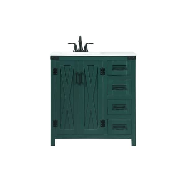 slide 1 of 1, Elegant Lighting VF90232 Grant 32" Free Standing Single Basin Vanity Green - Painted