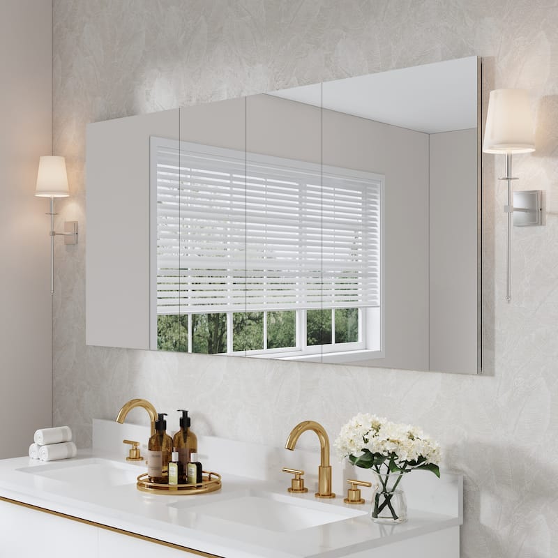 30'H Bathroom Recessed or Surface Wall Mount Medicine Cabinet With Adjustable Glass Shelves
