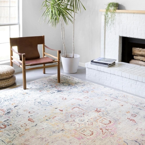 Alexander Home Jennifer Collection Bohemian Distressed Area Rug