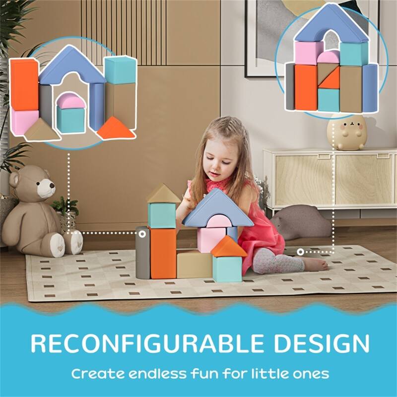 11 Piece Soft Foam Play Set for Toddlers Educational Building Blocks Lightweight Easy to Clean Safe Indoor Playset - Multi