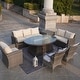 preview thumbnail 2 of 10, 7-Piece Patio Mixed Brown and Grey Sofa Set with Fire Pit Table