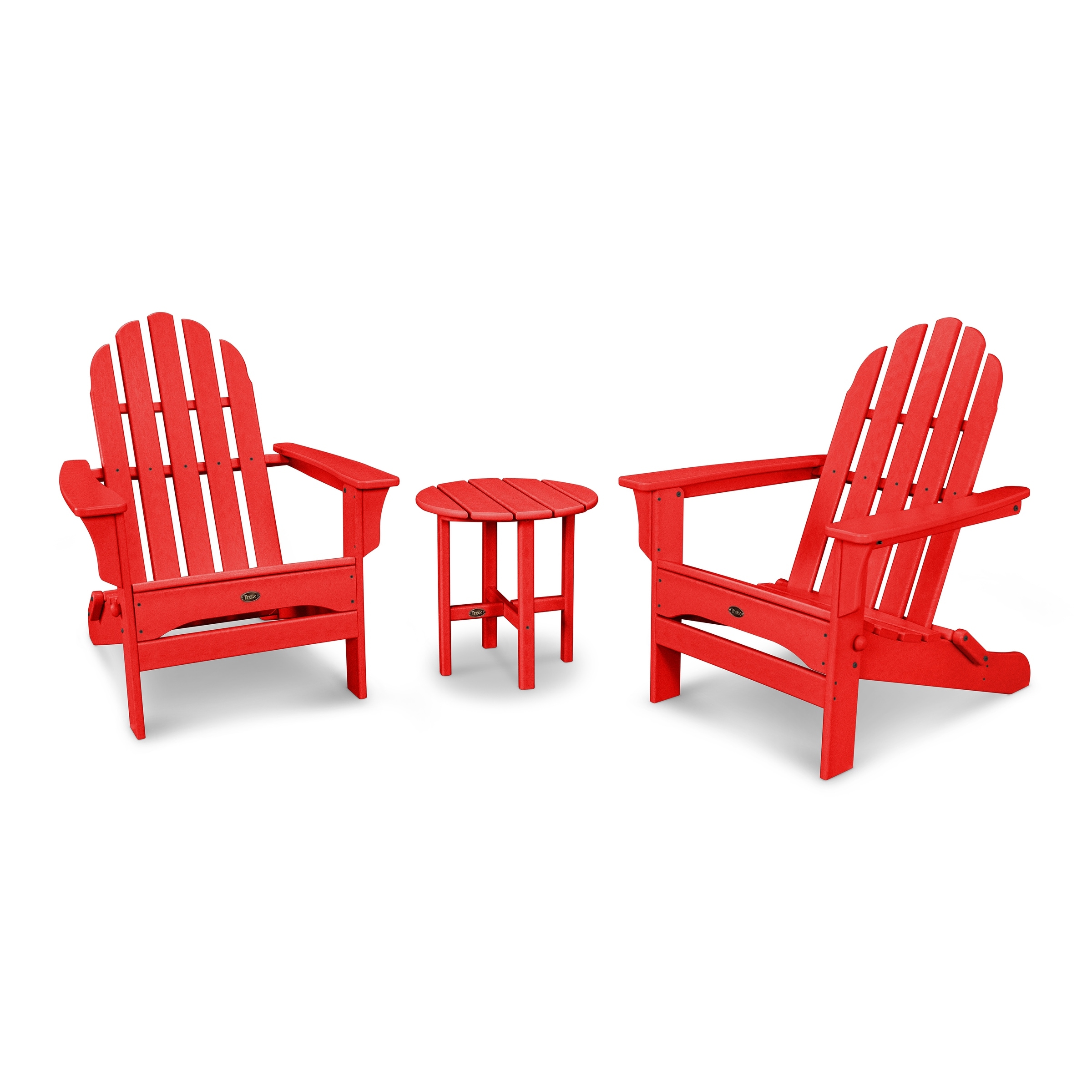 Trex Outdoor Furniture Cape Cod Folding Adirondack Set with Side