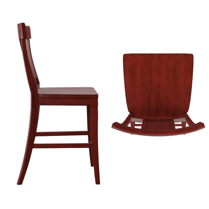 Ronda Panel Back Wood Counter Height Chairs (Set of 2)
