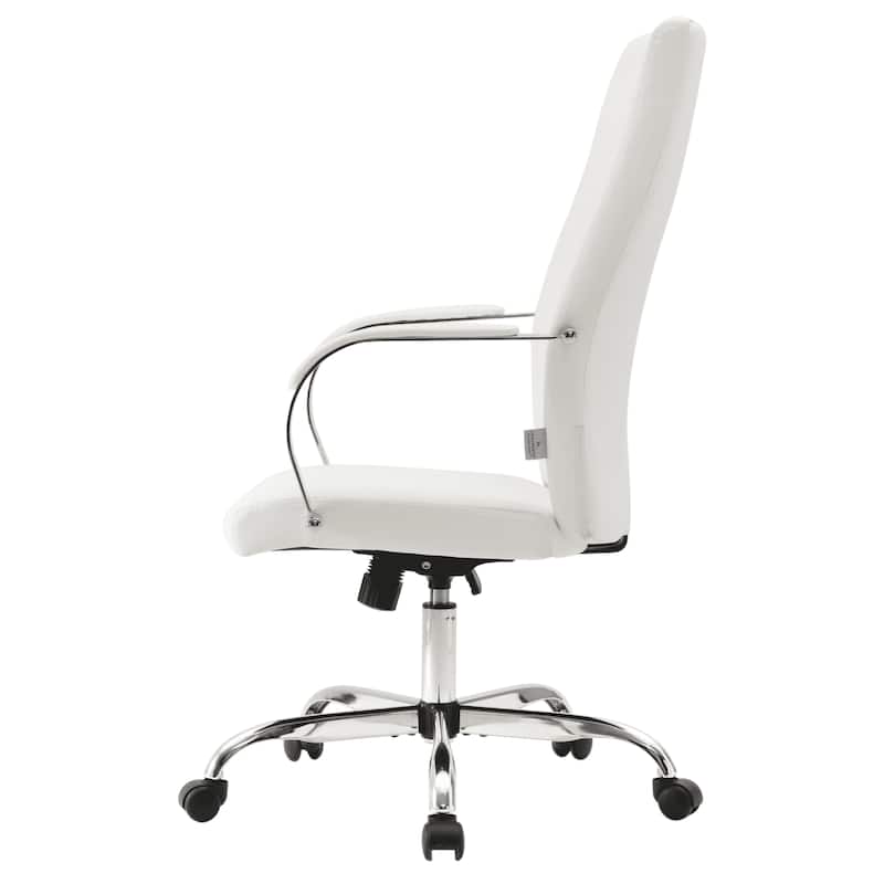 Sonora Ergonomic High Back Leather Office Chair with Lumbar Support, Adjustable Height, Tilt Lock, Chrome Frame & Swivel Casters - White