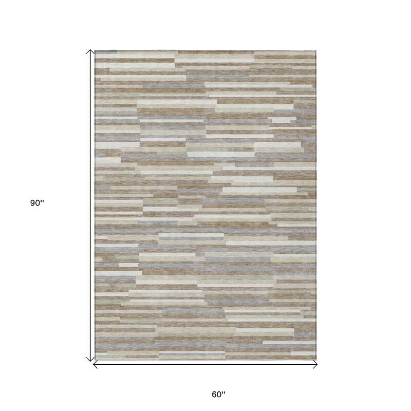 HomeRoots Striped Transitional Rectangle Outdoor Rug