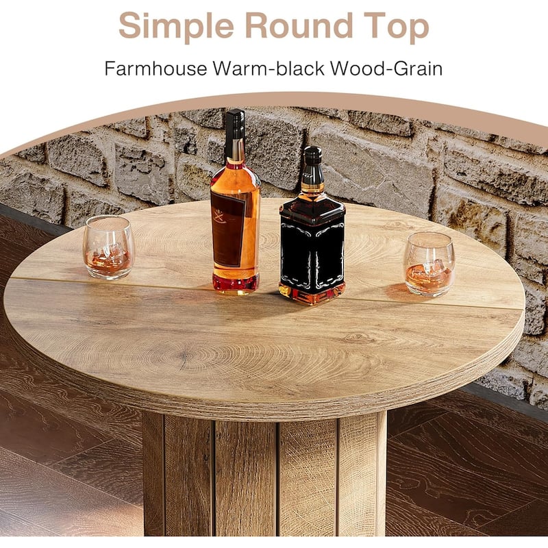 Round Bar Table, 39.4" H Wood Bistro Pub Table