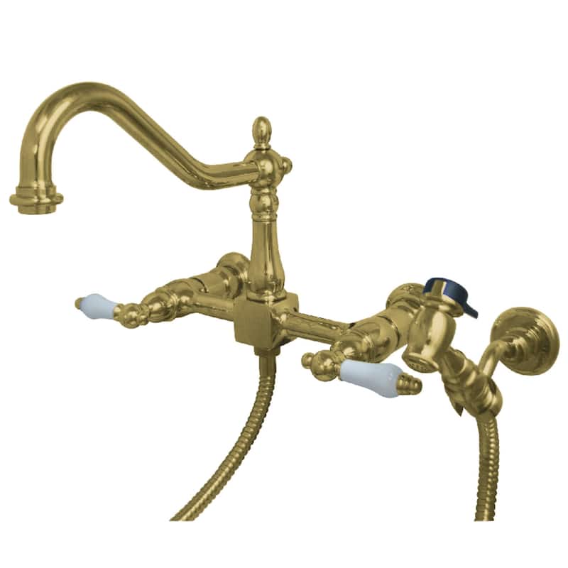 Kingston Brass Heritage 1.8 GPM Wall Mounted Widespread Bridge Kitchen