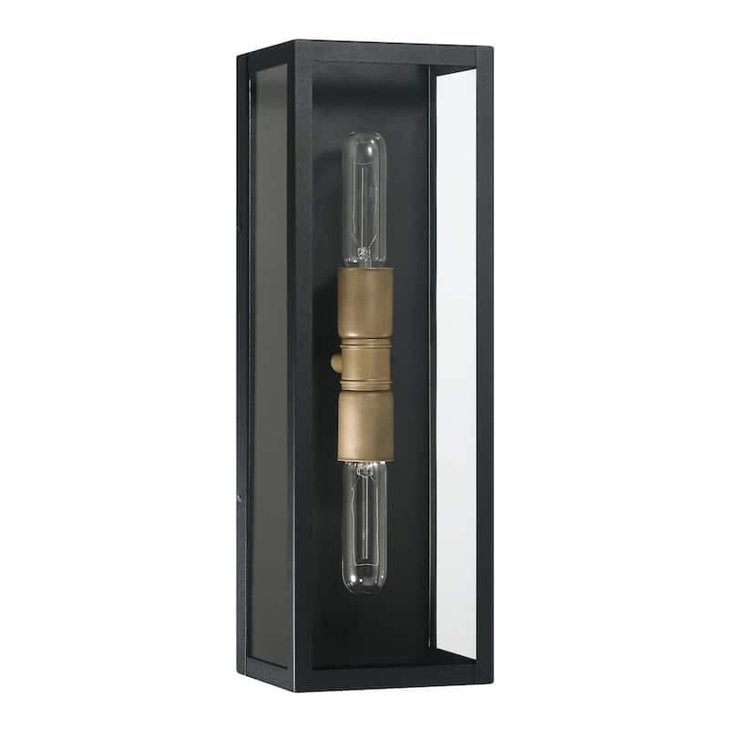 Lloyd Metal and Glass Wall Mounted Outdoor Light - 5.0"L x 6.0"W x 18.0"H - 5.0"L x 6.0"W x 18.0"H - Black