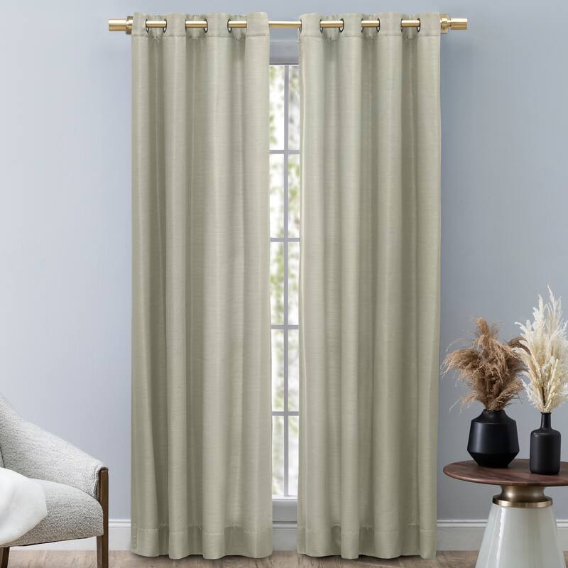 Porch & Den Peete Grasscloth Grommet Curtain Panel - 54"w x 63"l - Sage