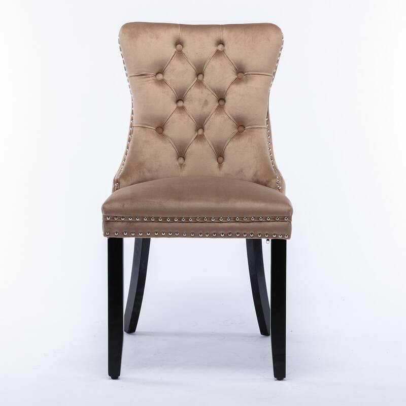 Tufted Solid Wood Velvet Dining Chair,2-Pcs Set