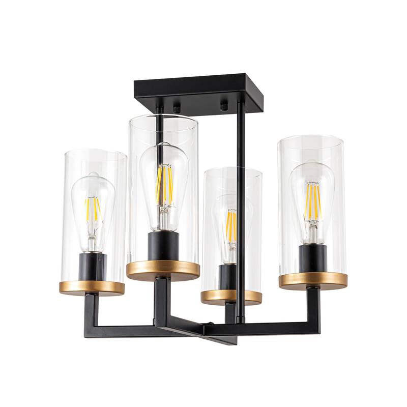 Modern Drum Light Chandelier Industrial Dining Room Light Fixtures - 4Light