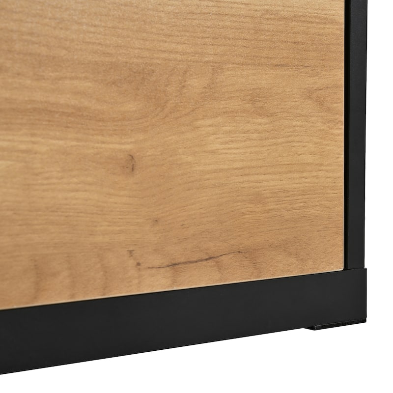 Black 74.8"-126" Extendable TV Stand with 3 Tier Bookshelves and Storage Cabinets for TVs Up to 110"