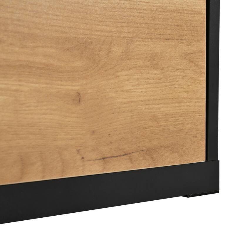 Extendable TV Stand with 3 Tier Bookshelves and Sliding Tabletop