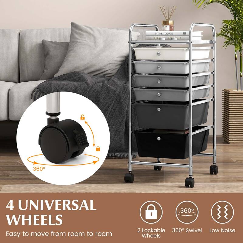 Costway 6 Drawer Rolling Storage Cart Scrapbook Paper Office Organizer