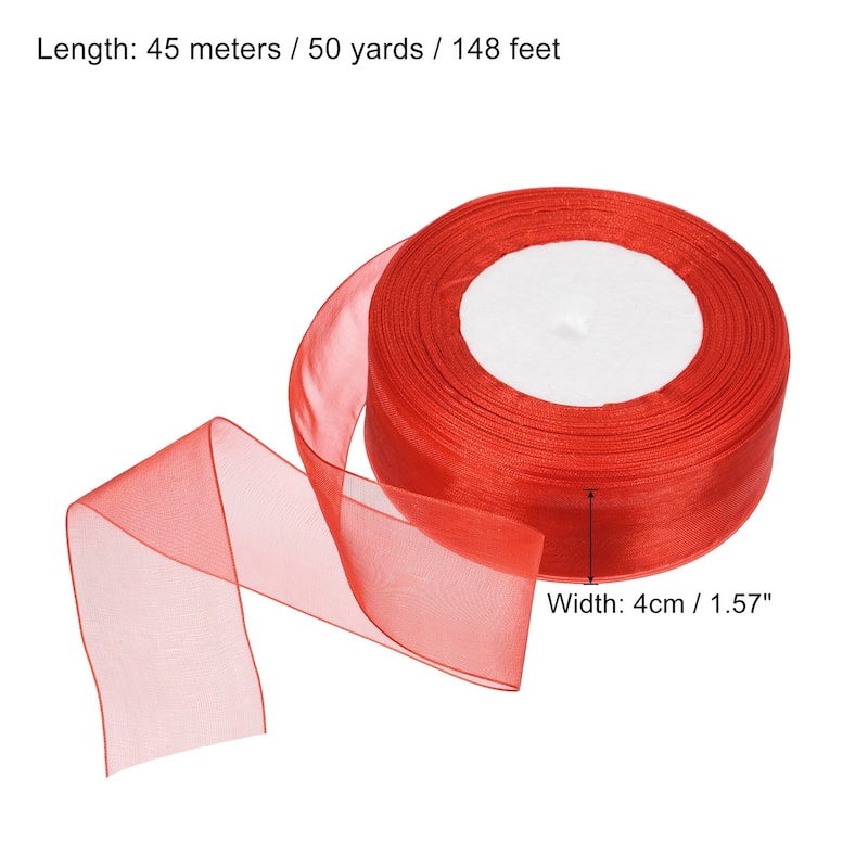 4cm 50 Yard Sheer Organza Ribbon Chiffon Decor Fabric Gift Wrapping