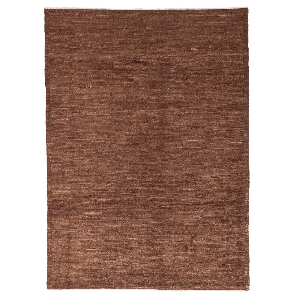 ECARPETGALLERY Hand-knotted Pak Finest Marrakesh Dark Brown Wool Rug - 6'3 x 8'8