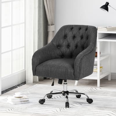Button Tufted Diamond Stitching Office Chair Modern Swivel Chair with Upholstered Seat and Adjustable Height, for Office